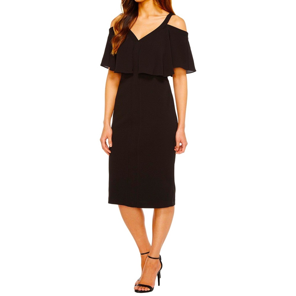 Maggy London Cold-Shoulder Midi Sheath Dress NWT